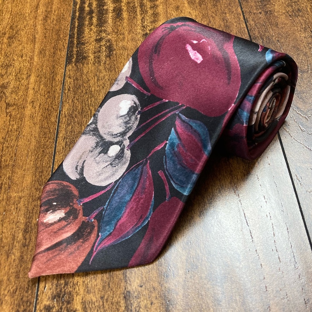PRINCE BELLINI Polyester Men’s Tie Fruit Floral Colorful Made In USA Necktie